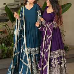 Purple Anarkali Suit Set