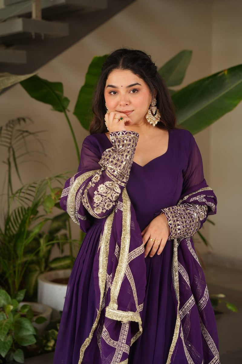 Purple Anarkali Suit Set