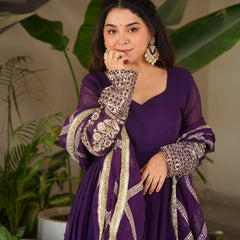 Purple Anarkali Suit Set
