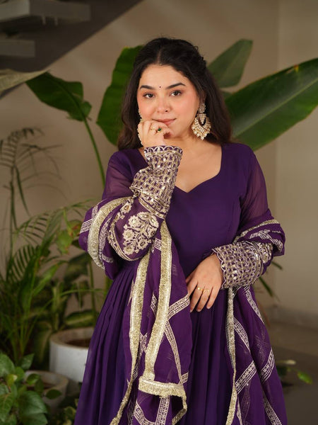 Purple Anarkali Suit Set