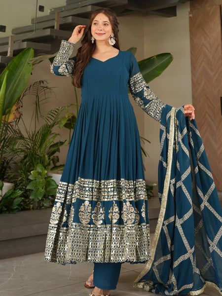 Teal Blue Anarkali Suit Set