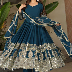 Teal Blue Anarkali Suit Set