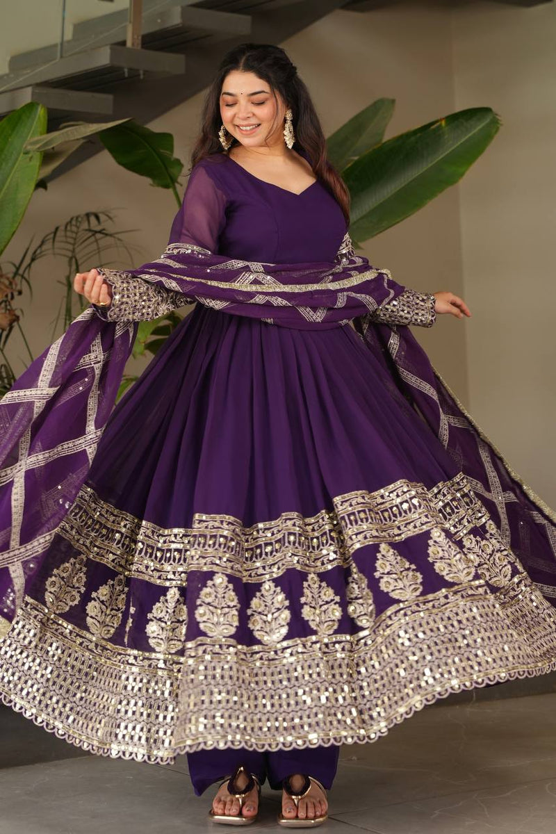 Purple Anarkali Suit Set