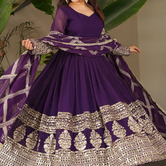Purple Anarkali Suit Set