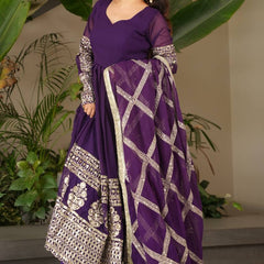Purple Anarkali Suit Set