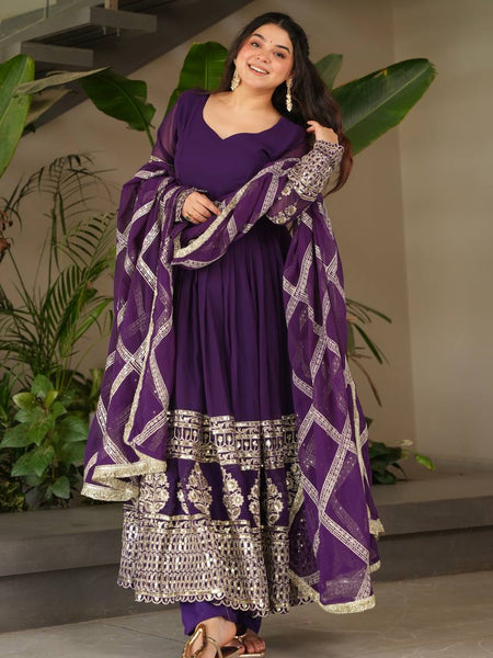 Purple Anarkali Suit Set