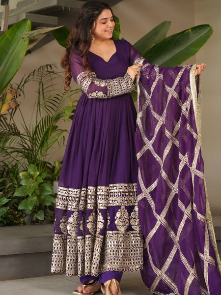 Purple Anarkali Suit Set