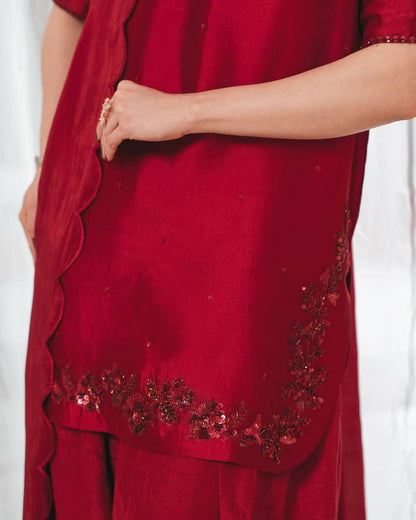 Crimson Red Farshi Shalwar Suit