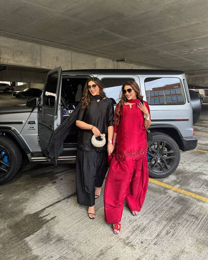 Crimson Red Farshi Shalwar Suit