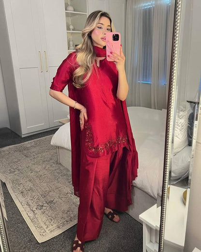 Crimson Red Farshi Shalwar Suit