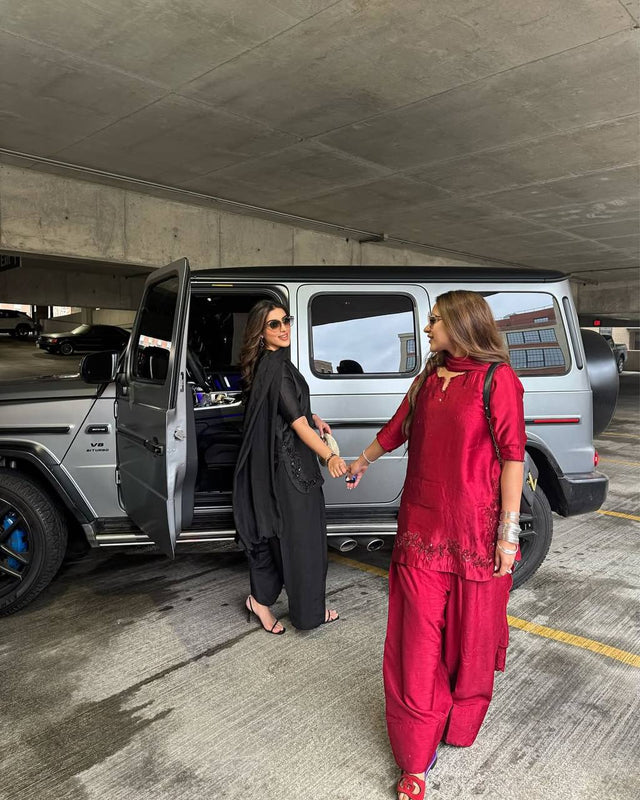 Crimson Red Farshi Shalwar Suit