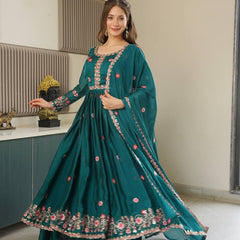 Sea Green Embroidered Organza Sharara Set