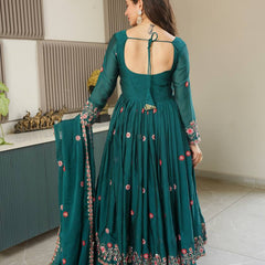 Sea Green Embroidered Organza Sharara Set