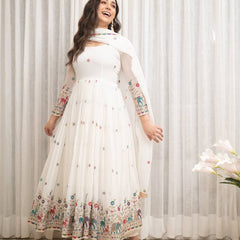 white Anarkali suit set