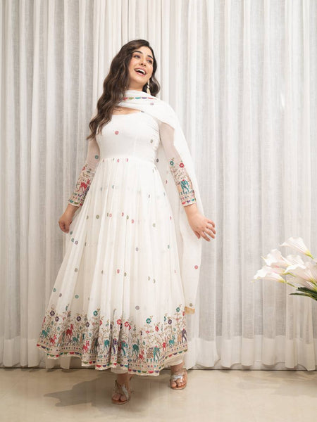 white Anarkali suit set