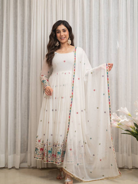 white Anarkali suit set