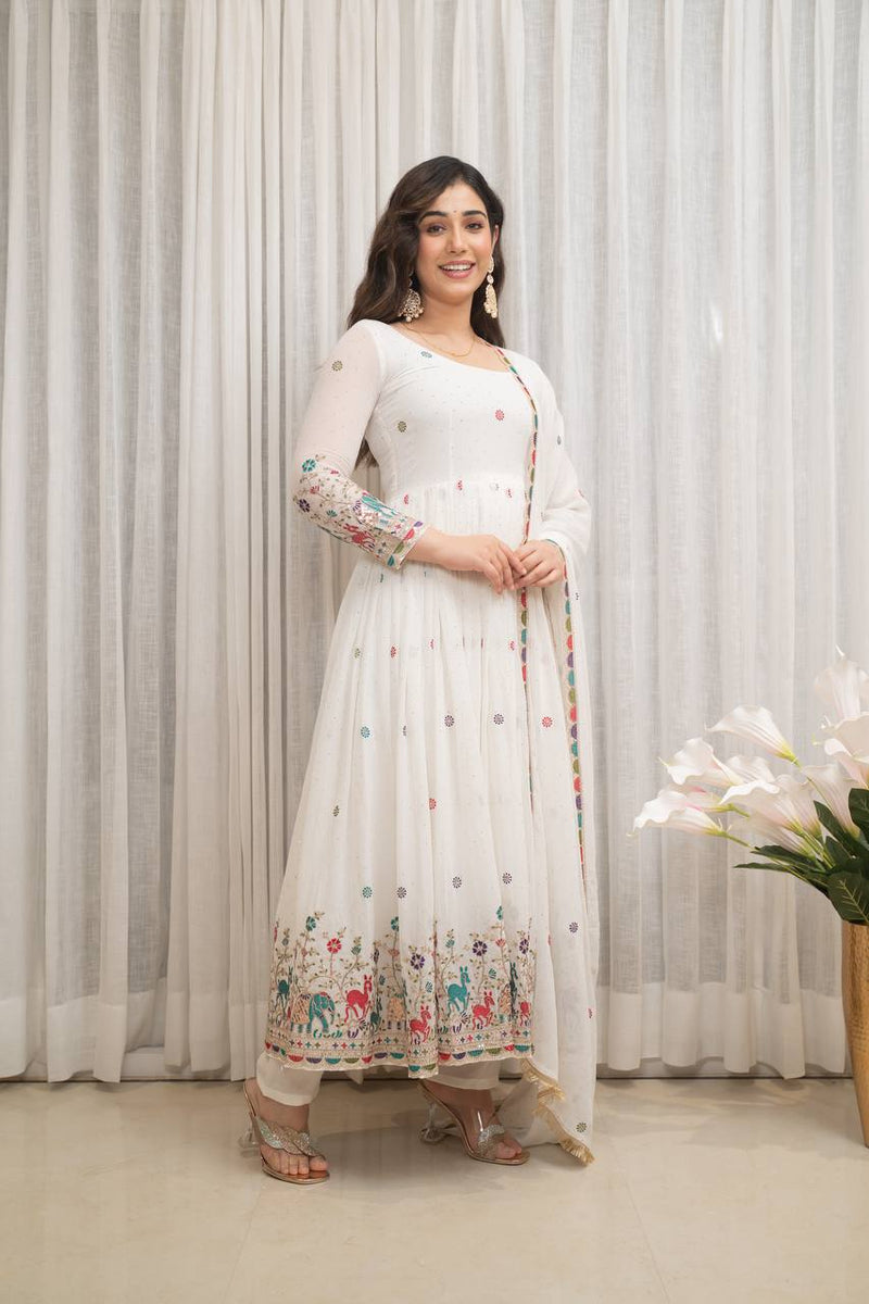 white Anarkali suit set