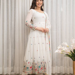 white Anarkali suit set