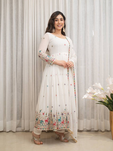 white Anarkali suit set