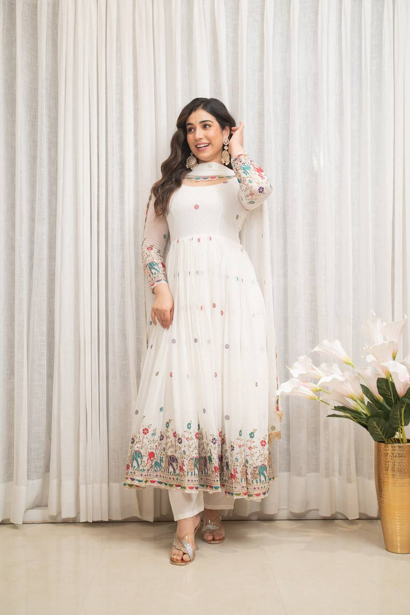 white Anarkali suit set