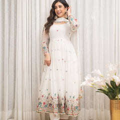 white Anarkali suit set