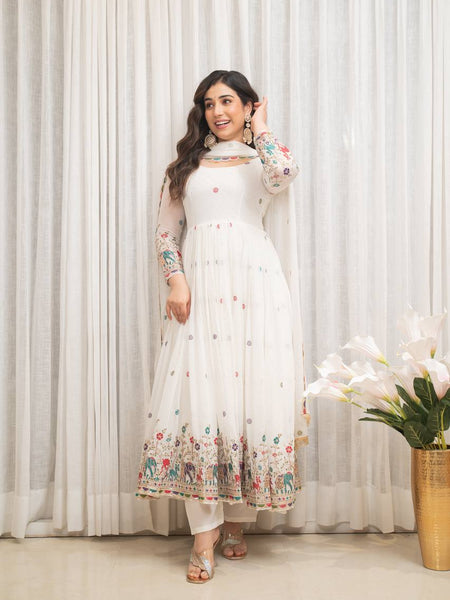 white Anarkali suit set