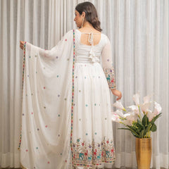 white Anarkali suit set