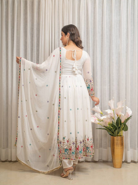 white Anarkali suit set
