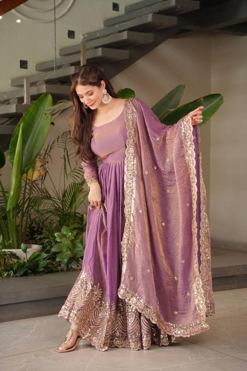 lavender Anarkali suit set