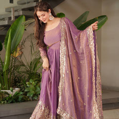 lavender Anarkali suit set