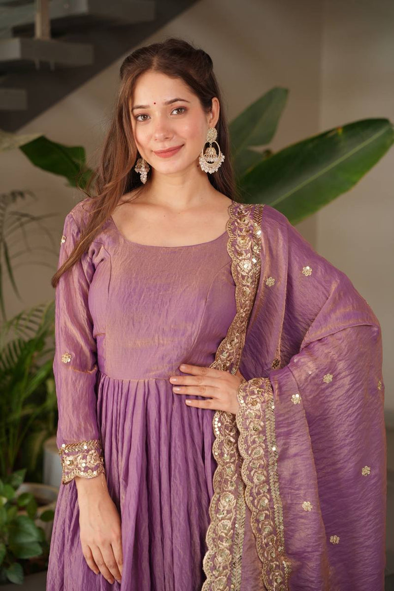 lavender Anarkali suit set