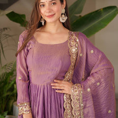 lavender Anarkali suit set