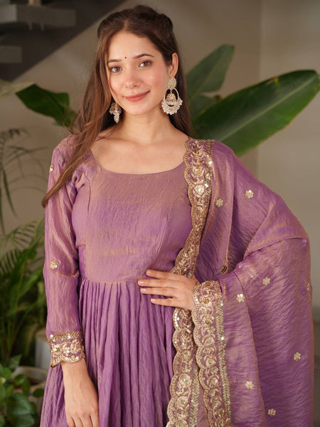 lavender Anarkali suit set