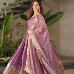 lavender Anarkali suit set