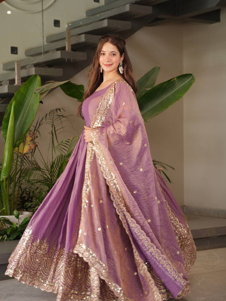 lavender Anarkali suit set