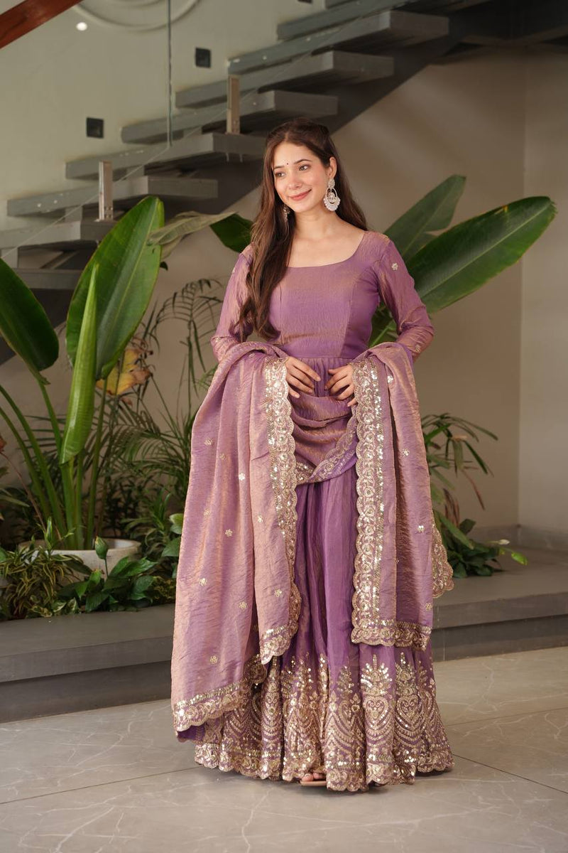 lavender Anarkali suit set