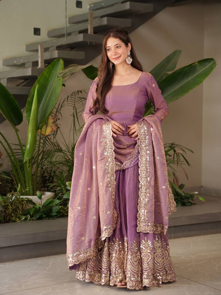 lavender Anarkali suit set