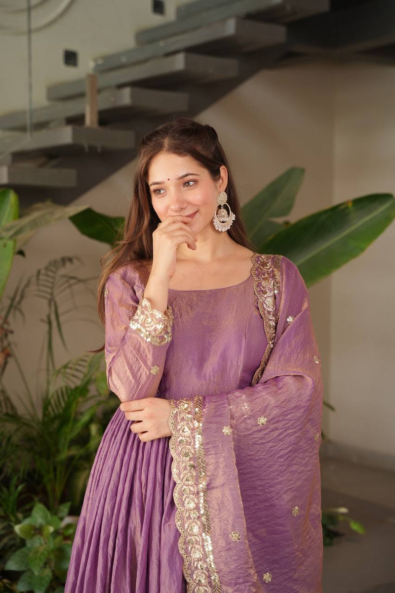 lavender Anarkali suit set