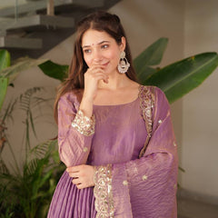 lavender Anarkali suit set