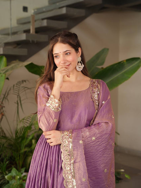lavender Anarkali suit set