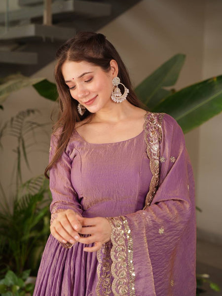 lavender Anarkali suit set