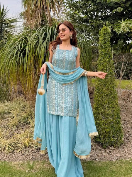 Party Top Pallazo & Dupatta Set