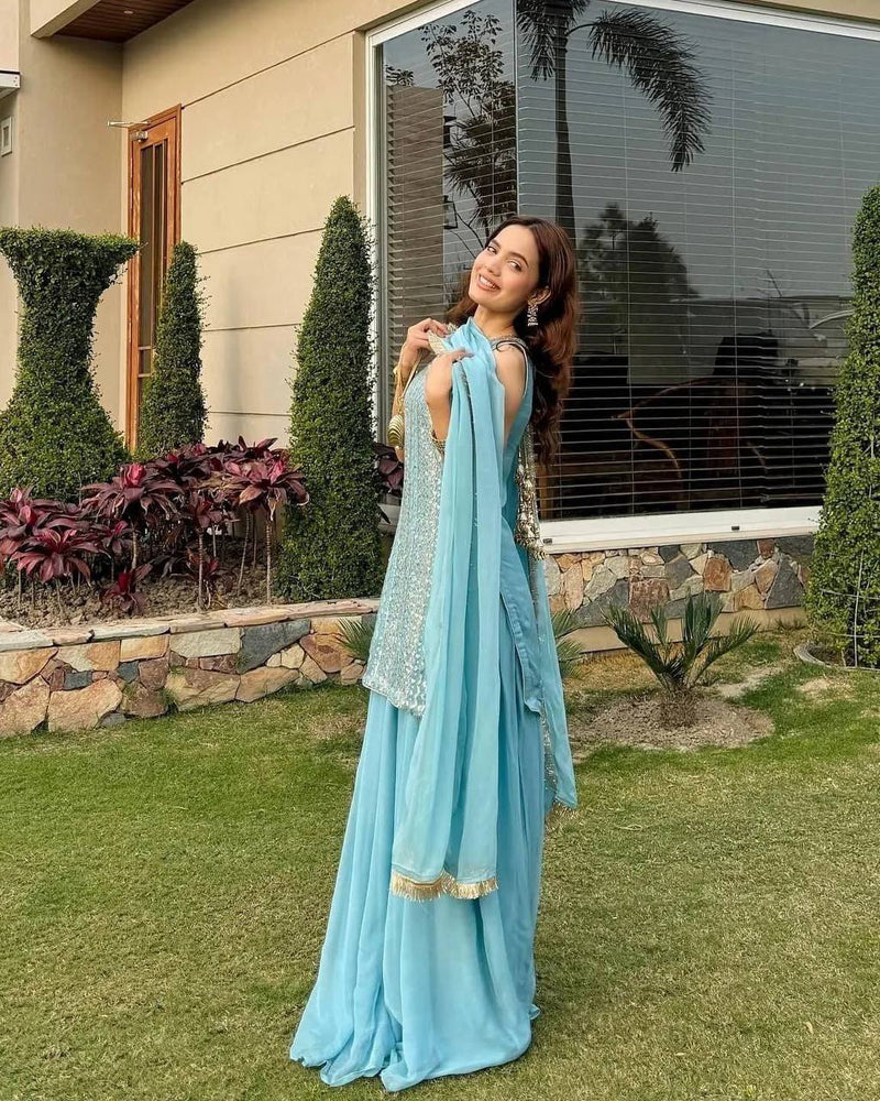 Party Top Pallazo & Dupatta Set