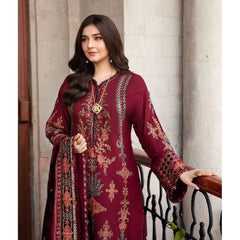 Maroon Embroidered Straight Suit Set