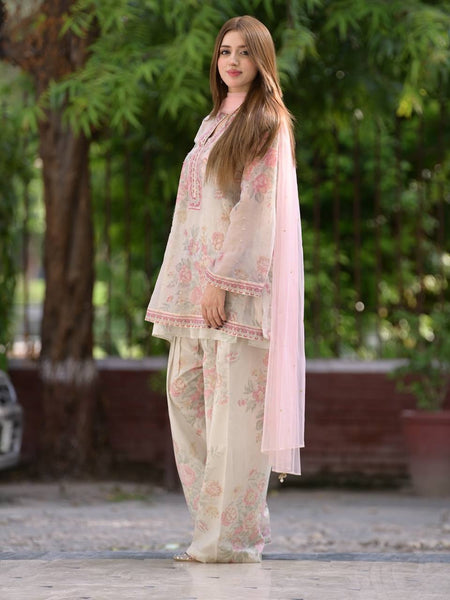 Đěsigner Party Wear Look Pur Sifon Georgette Top & Farshi Palazzo With Dupatta set