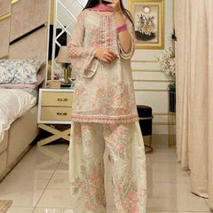 Đěsigner Party Wear Look Pur Sifon Georgette Top & Farshi Palazzo With Dupatta set