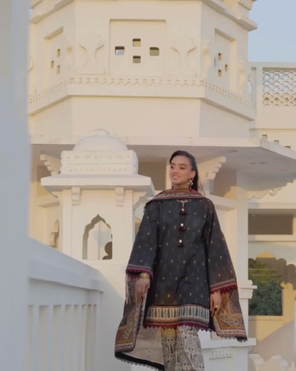 Charcoal Black Printed Lawn Suit