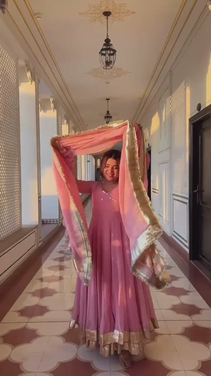 Blush Pink Gota Patti Anarkali Kurta Set